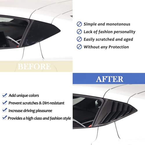 Daeiclru Rear Side Window Louver Cover Compatible with Chevrolet Corvette C8 Stingray 2020-2023, Rear Window Shutters Trim Cover, Air Vent Shades Cover Trim (Carbon Fiber Pattern) - Image 2
