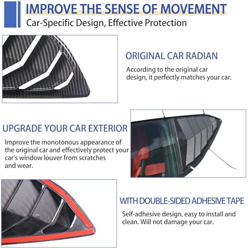 Daeiclru Rear Side Window Louver Cover Compatible with Chevrolet Corvette C8 Stingray 2020-2023, Rear Window Shutters Trim Cover, Air Vent Shades Cover Trim (Carbon Fiber Pattern) - Image 5