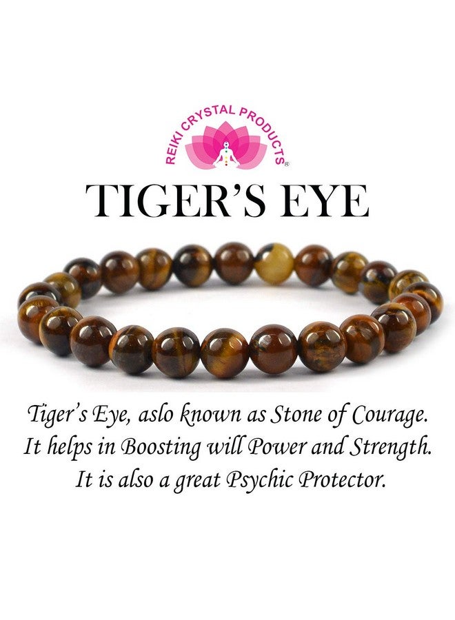 Reiki Crystal Products Certified Tiger Eye Bracelet, Tiger Eye Bracelet Original, Tiger Eye 8 Mm Bracelet, Tiger Eye Bracelet For Courage, Protector And Will Power - Boys - Image 2