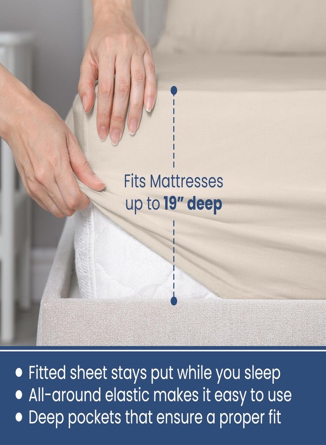 Martex 4 Piece Full Sheet Set | 400 Thread Count | Full Size Bed Sheets Set | Lightweight Breathable 100% Cotton Sheets | Wrinkle Resistant & Fade Resistant Sateen Sheets | Silky Soft & Durable | Ivory - Image 4