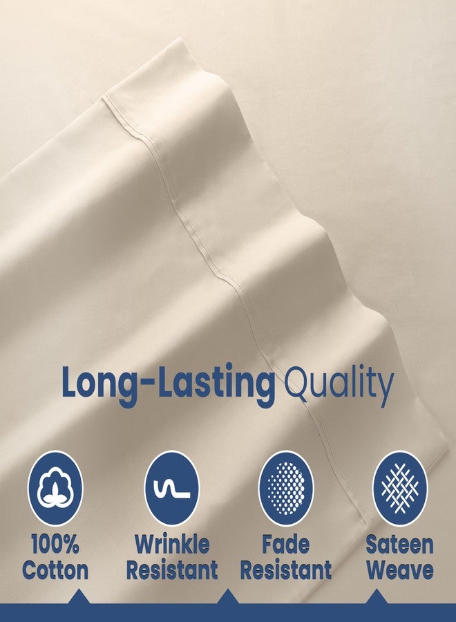 Martex 4 Piece Full Sheet Set | 400 Thread Count | Full Size Bed Sheets Set | Lightweight Breathable 100% Cotton Sheets | Wrinkle Resistant & Fade Resistant Sateen Sheets | Silky Soft & Durable | Ivory - Image 5
