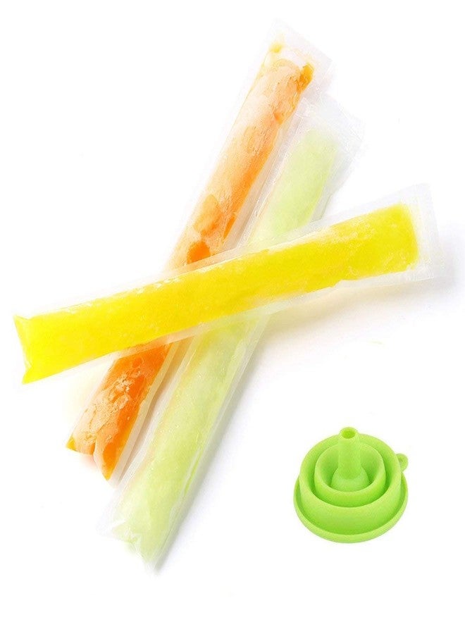 JIELUO 100 PCS Pop Bags Pop Mold Bags Popsicle Pouches Popsicle Molds bags BPA Free Ice Pop Pouch with A Funnel for Yogurt, ice Candy, Ice cream Party Favors - Image 5