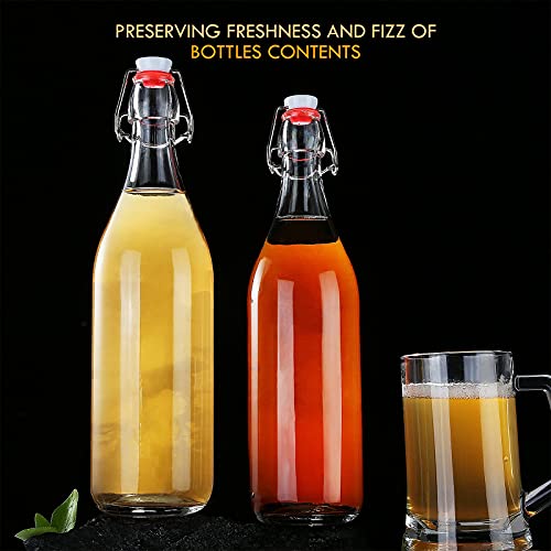 YEBODA Clear Glass Bottles with Stopper For Home Brewing Beer Kombucha Kefir Airtight Silicone Seal 32 oz4 Set - Image 3