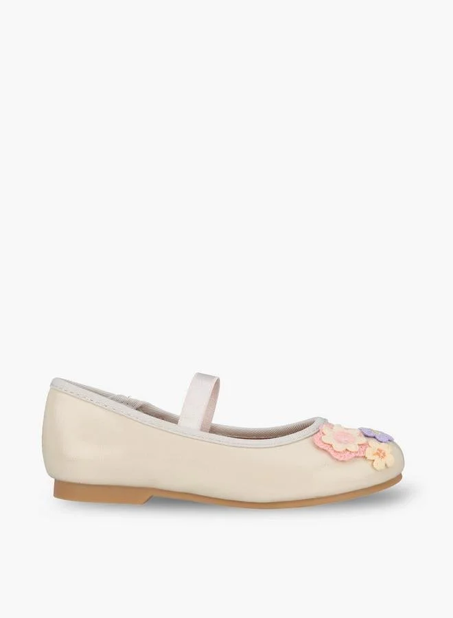 جونيورز Girls Floral Applique Ballerina Shoes