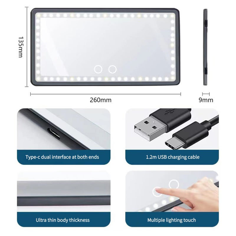 Car SunVisor Vanity Mirror - Rechargeable LED Light Makeup Mirror for All Car - Universal Car Sun Visor Mirror - Innovative Car Mirror Accessories - Image 2