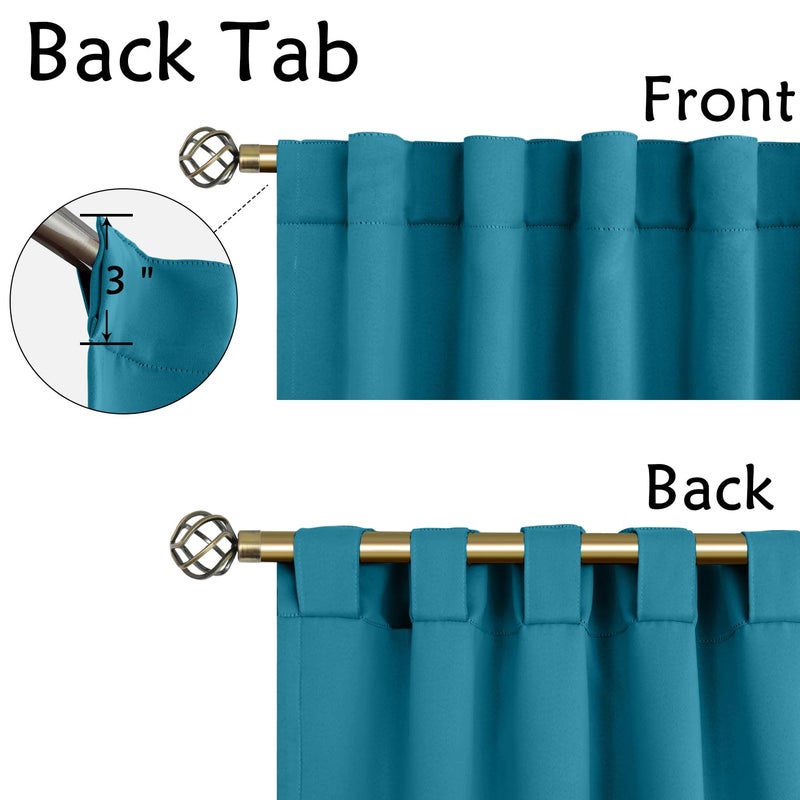 BGment Rod Pocket and Back Tab Blackout Curtains for Bedroom - Thermal Insulated Room Darkening Curtains for Living Room  2 Window Curtain Panels (38 x 54 Inch  Peacock Blue) - Image 3