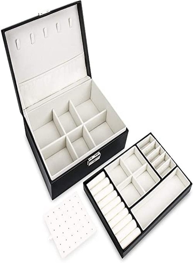 EBOFAB 2 Layer PU Leather Removable Tray Imitation Jewelry Storage Case For Safely Necklace Earrings Rings Bracelets Vintage & All Jewelry, Travels, Gifts - Image 2