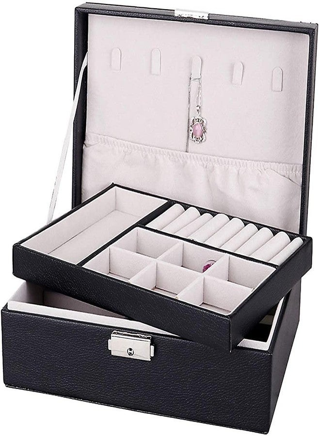 EBOFAB 2 Layer PU Leather Removable Tray Imitation Jewelry Storage Case For Safely Necklace Earrings Rings Bracelets Vintage & All Jewelry, Travels, Gifts - Image 1