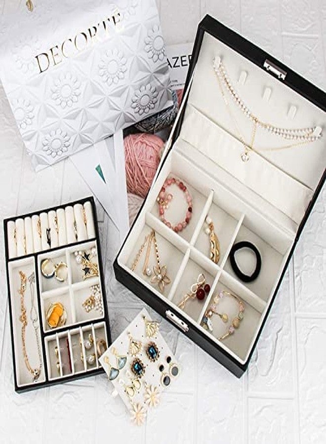 EBOFAB 2 Layer PU Leather Removable Tray Imitation Jewelry Storage Case For Safely Necklace Earrings Rings Bracelets Vintage & All Jewelry, Travels, Gifts - Image 3