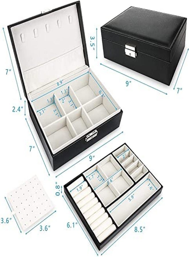 EBOFAB 2 Layer PU Leather Removable Tray Imitation Jewelry Storage Case For Safely Necklace Earrings Rings Bracelets Vintage & All Jewelry, Travels, Gifts - Image 4
