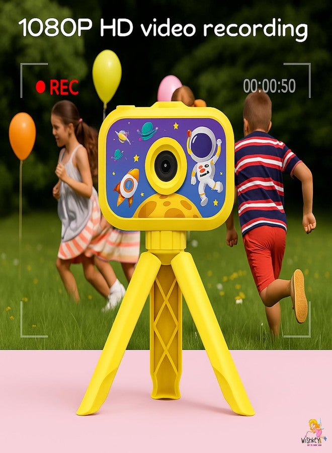 Wishkey Kids Digital Camera Space Design 2.0-Inch Display Support 4GB SD Card Photo/Video Recorder with Games Age 8-10 Years Fun Gifts for Boys Girls Kids Yellow - Image 3
