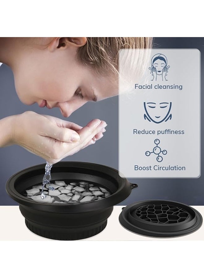 Generic Ice Face Bowl with Built-In Icetray  Quick Cooling Foldable and Hanging Design for Easy Storage and Carrying, Dipping Face Ice Bath at Home and Travel  - Image 3