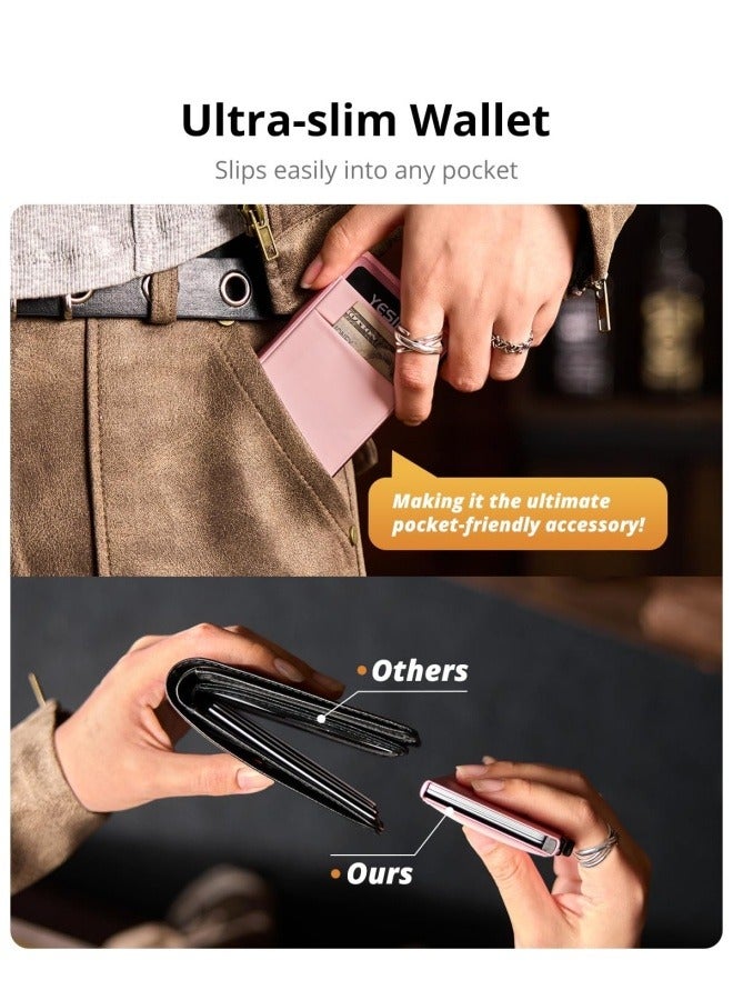 Othes Slim Wallet for Men - Pop up Card Holder RFID Blocking Minimalist Business Credit Card Wallet with Money Pocket Metal Card Case for Notes and Coins and Debit Cards - Image 5