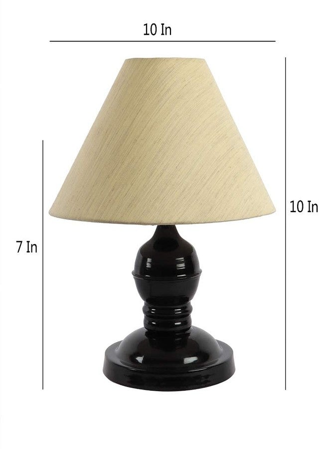 Desidiya مصباح طاولة Desidiya® مع غطاء من قماش القطن لغرفة النوم وغرفة المعيشة والمكتب، نوع حامل المصباح - B22 (عبوة من قطعة واحدة - أسود، المصباح غير متضمن) - Image 4