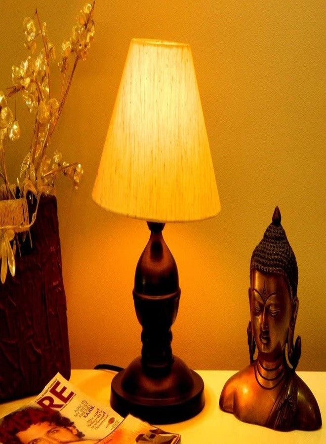 Desidiya مصباح طاولة Desidiya® مع غطاء من قماش القطن لغرفة النوم وغرفة المعيشة والمكتب، نوع حامل المصباح - B22 (عبوة من قطعة واحدة - أسود، المصباح غير متضمن) - Image 2
