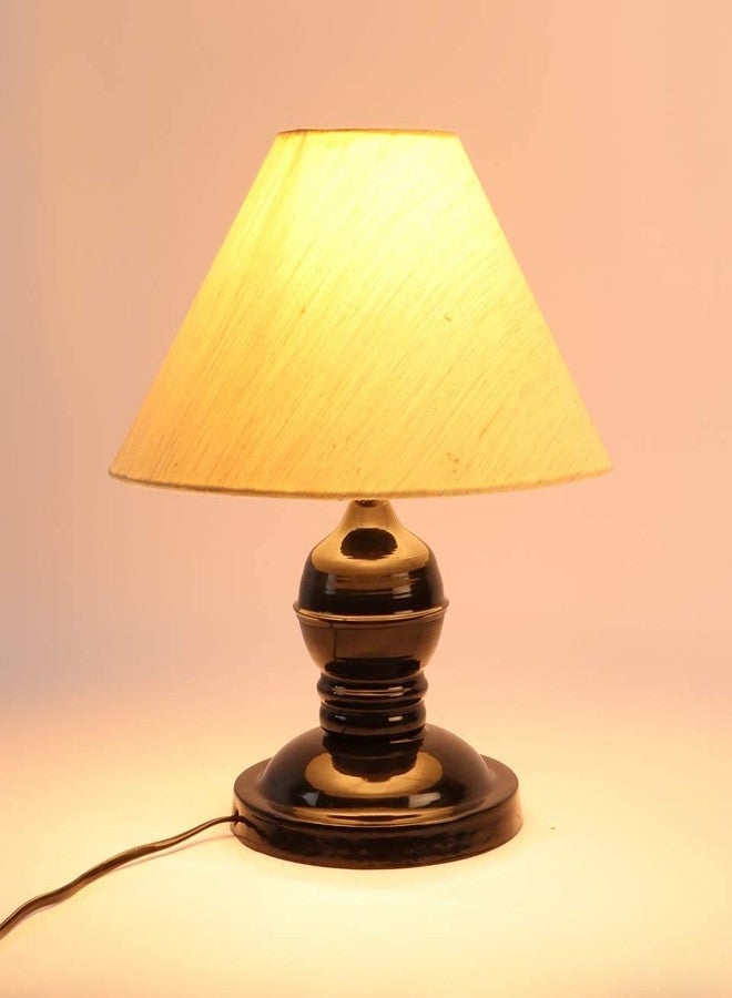 Desidiya مصباح طاولة Desidiya® مع غطاء من قماش القطن لغرفة النوم وغرفة المعيشة والمكتب، نوع حامل المصباح - B22 (عبوة من قطعة واحدة - أسود، المصباح غير متضمن) - Image 3