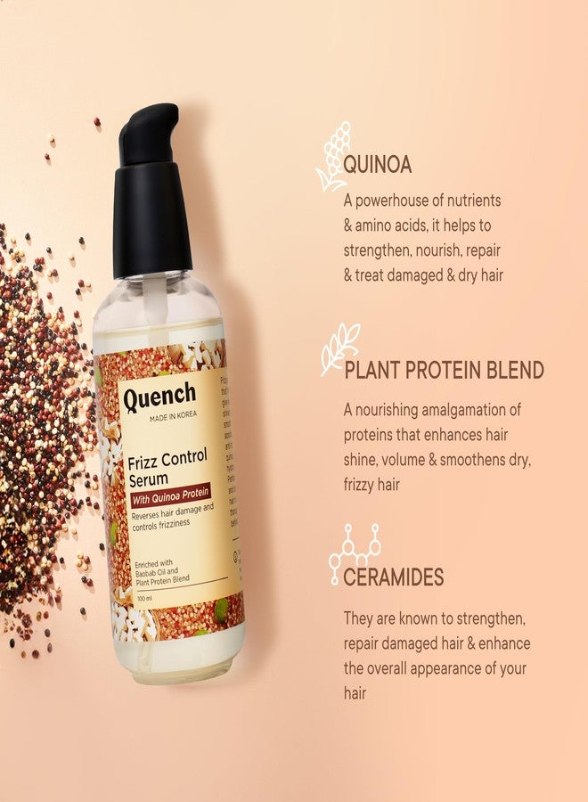 QUENCH Frizz Control Serum With Quinoa Protein & Ceramides, Hair Serum For Dry, Damaged & Frizzy Hair, Smoothes Frizz, Tames Flyaways & Repairs Hair Damage, Made In Korea (100Ml) - Image 4
