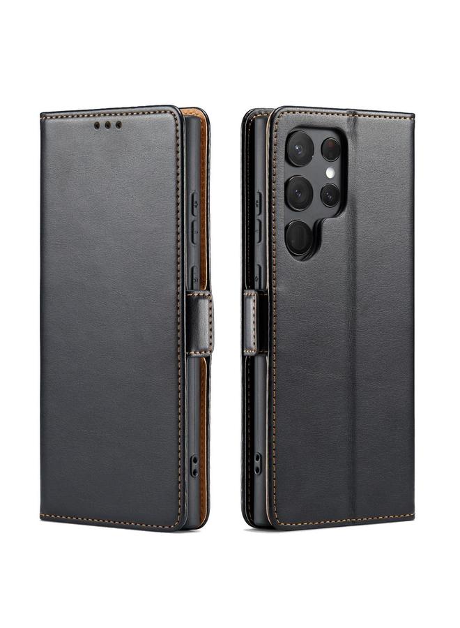 Case For Samsung Galaxy S25 Ultra 5G Fierre Shann PU Genuine Leather Texture Phone Case