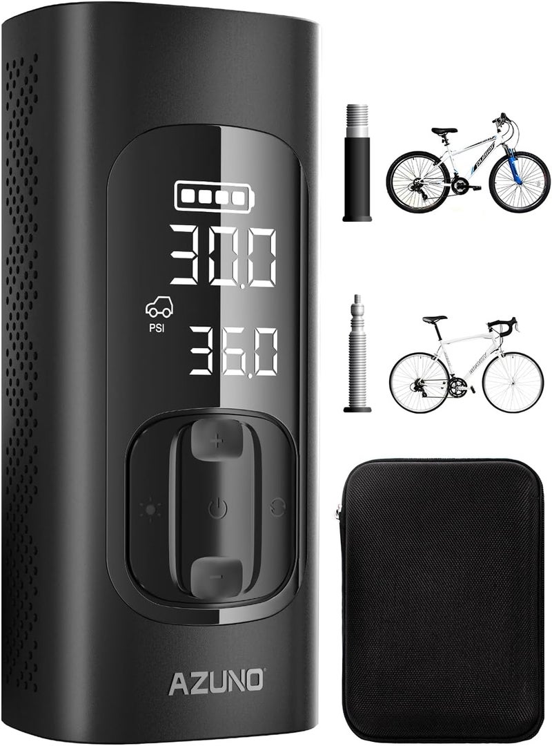 AZUNO Bike Tire Inflator with Pressure Gauge - Bicycle Presta and Schrader Air Compressor Tool - Image 1