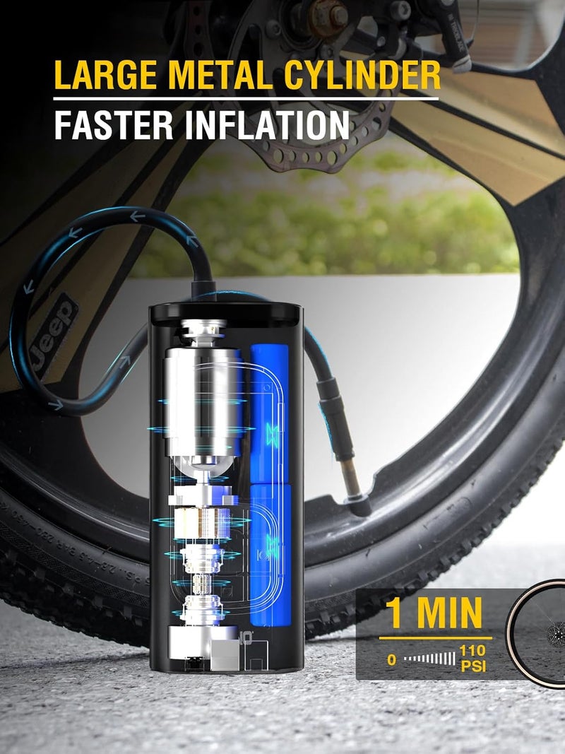 AZUNO Bike Tire Inflator with Pressure Gauge - Bicycle Presta and Schrader Air Compressor Tool - Image 5