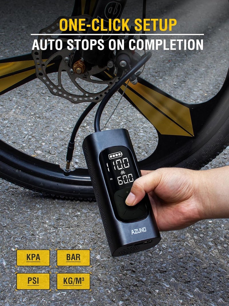 AZUNO Bike Tire Inflator with Pressure Gauge - Bicycle Presta and Schrader Air Compressor Tool - Image 4