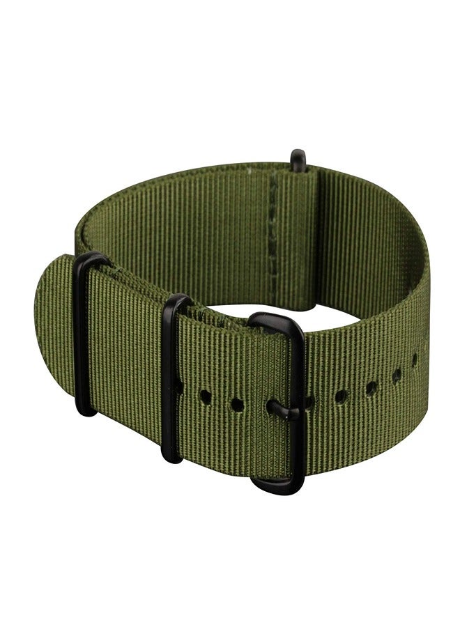 20mm 22mm Slip-Thru Watch Strap, Nylon Watch Bands, Replacement Military Watchbands with 4 Rings Stainless Steel Heavy Buckle, Green, 20mm, Military, 20mm, Nylon