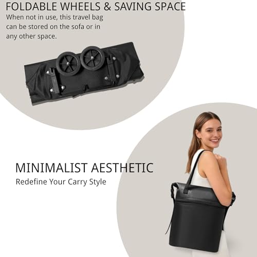 Heliosea Rolling Duffle Bag with Wheels, Expandable Travel Duffle, Foldable Water-Resistant Shoulder Bag for Men & Women, Lightweight Portable Small Travel Bag for Trips, Camping, Shopping (Black) - Image 5