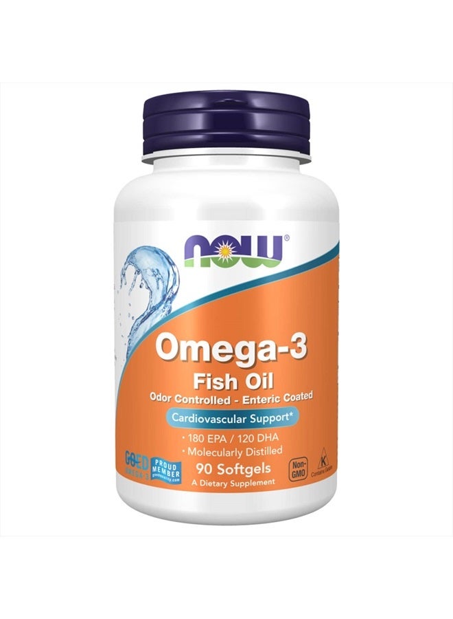 now Supplements, Omega-3 180 EPA / 120 DHA, Enteric Coated, Cardiovascular Support*, 90 Softgels - Image 1