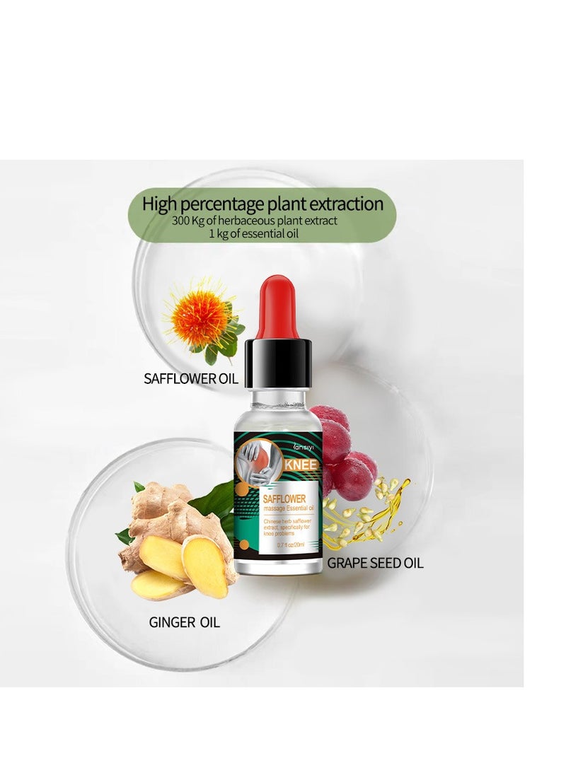 lansiyi 20ml Natural Extract Herbal Massage Oil for Knee Pain Sore Relief Soothing Warming Relaxing Joints Muscles Includes Safflower and Ginger Oil  - Image 4