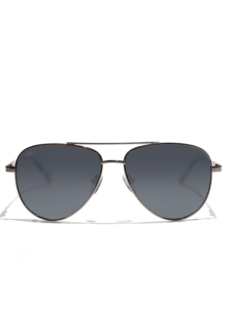 selfie Selfie Polarized Black Lense Black Chrome Metal Frame Sunglasses, SE8286-C2  - Image 1