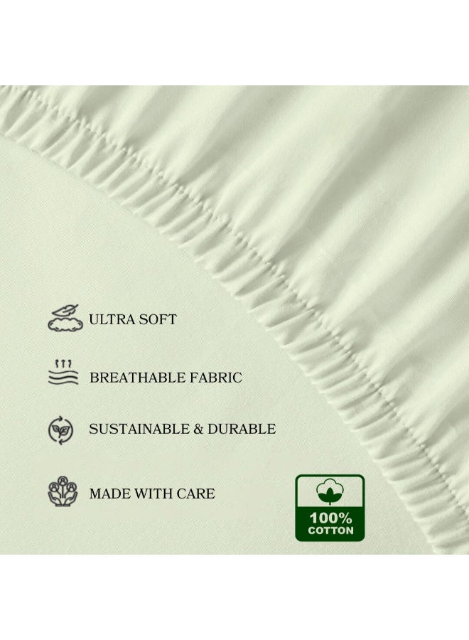 Premium cotton fitted hotel bed sheet set, 3 pieces OFF-White - Image 4