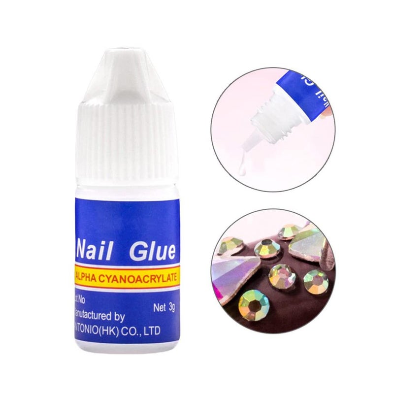 DBZ DBZ Nail Art Kit  48 Pcs Glass Bottles Glitter Stones Sparkling 100 Nails 15 Nail Art brush 5 Nail Dotting Pen 1 Glue 1 Pc Tip Guide Sticker And 1 Pair Black Gloves care For Home And Saloon Use - Image 4