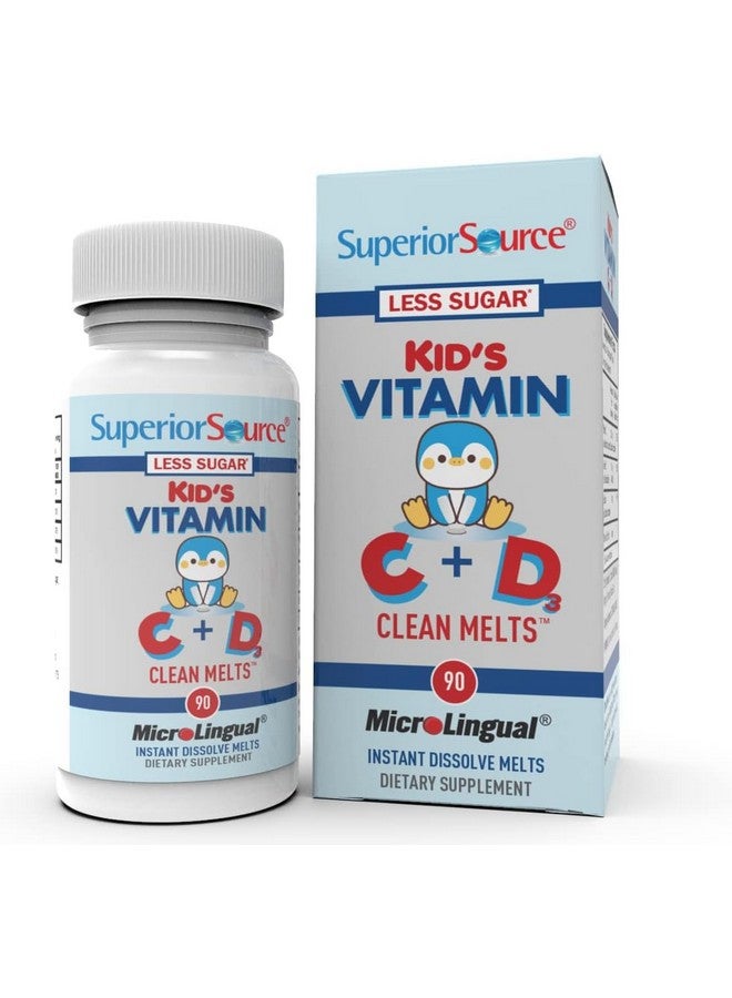 Superior Source Superior Source Kid's Vitamin C & D3 Clean Melts - Immune Support Supplement for Children - Less Sugar - Non-GMO & Gluten-Free - 90 MicroLingual Instant-Dissolve Melts  - Image 1