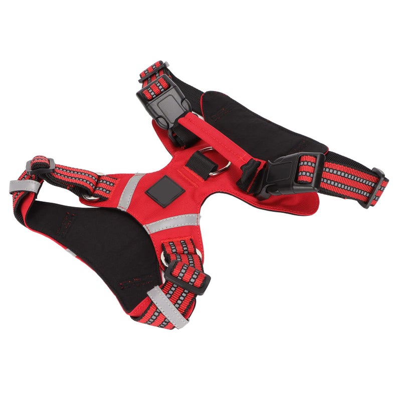 Adjustable No Pull Dog Harness With Handle Reflective Waterproof Vest Medium Red - Image 3