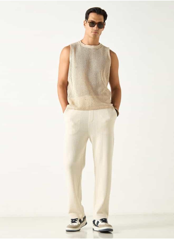 Iconic Iconic Textured Sleeveless T-shirt with Crew Neck  - Image 2