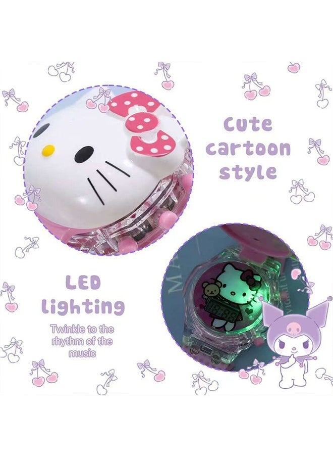 Hello Kitty Cartoon Children's Watch, Children's Watch Toy with Light Effect, Kids Electronic Watch with Music, Flip-top Cartoon Watch for Kids  - Image 5