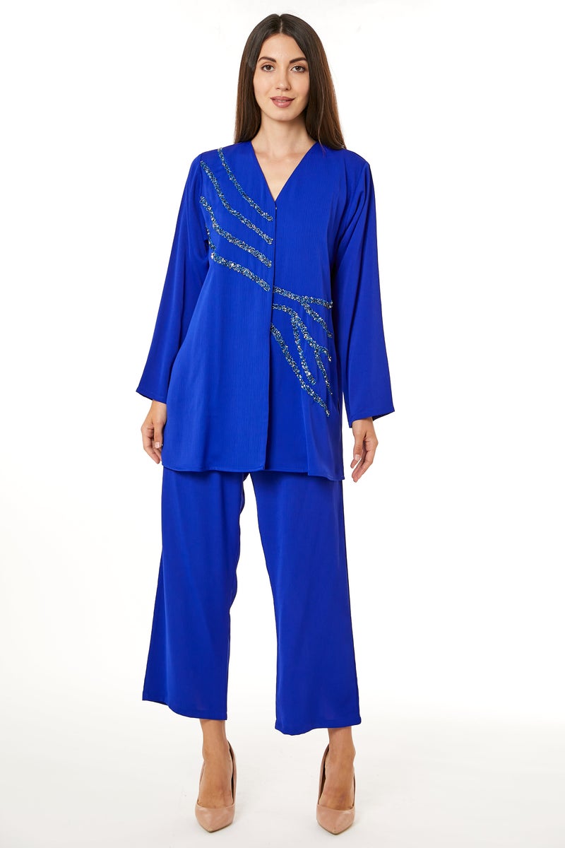 Moistreet V-Neck Top & Pant Set - Image 1