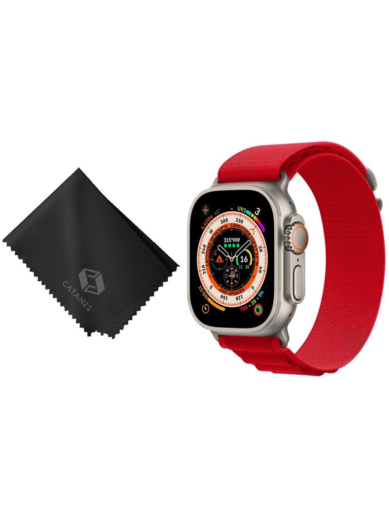 CATANES 2 Packs Alpine Loop Band for Apple Watch Band 49mm 45mm 44mm 42mm Adjustable with Metal G-Hook Strap Red 