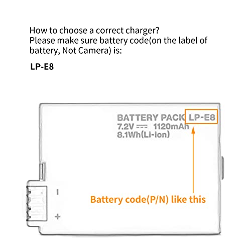 Norifon LP-E8 USB Charger for Canon EOS 550D, EOS 600D, EOS 650D, EOS 700D, EOS Kiss X4, X5, X6i, EOS Rebel T2i, EOS Rebel T3i, EOS Rebel T4i, Rebel T5i Camera and More - Image 3
