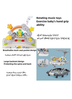 Beauenty Beauenty Baby Walker with Adjustable Height and Removable Footrest,Foldable Baby Walker with Wheels,Sunshade,Rocking Function & Music,Anti-O-Legged and Anti-Fall,for Baby 6-18 Months  - Image 3