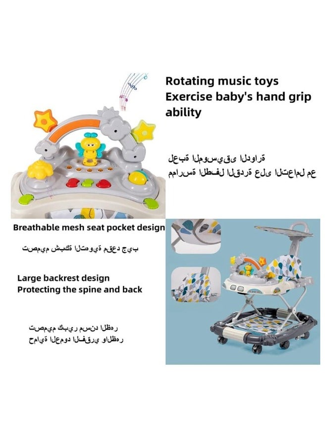Beauenty - Beauenty Baby Walker with Adjustable Height and Removable Footrest,Foldable Baby Walker with Wheels,Sunshade,Rocking Function & Music,Anti-O-Legged and Anti-Fall,for Baby 6-18 Months - Image 1