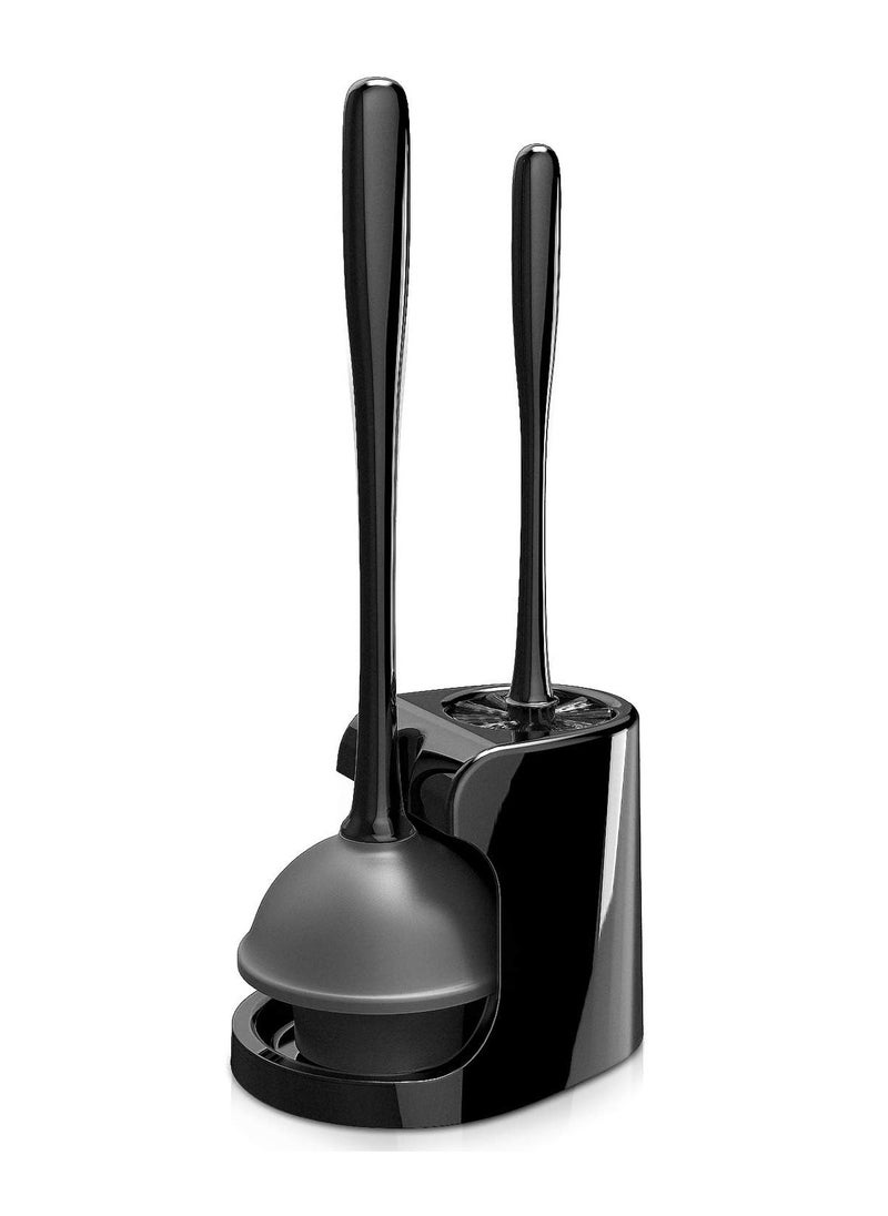 MIXDE Toilet Plunger and Brush Set, Toilet Brush and Plunger with Ventilated Holder, 2-in-1 Bathroom Cleaning Combo with Caddy Stand  - Image 1