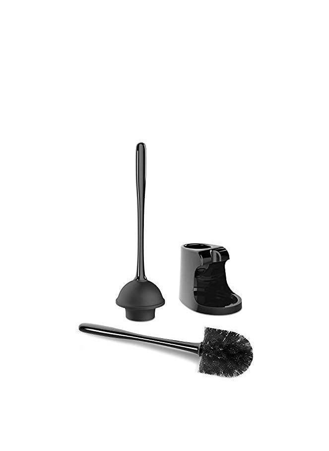 MIXDE Toilet Plunger and Brush Set, Toilet Brush and Plunger with Ventilated Holder, 2-in-1 Bathroom Cleaning Combo with Caddy Stand  - Image 2