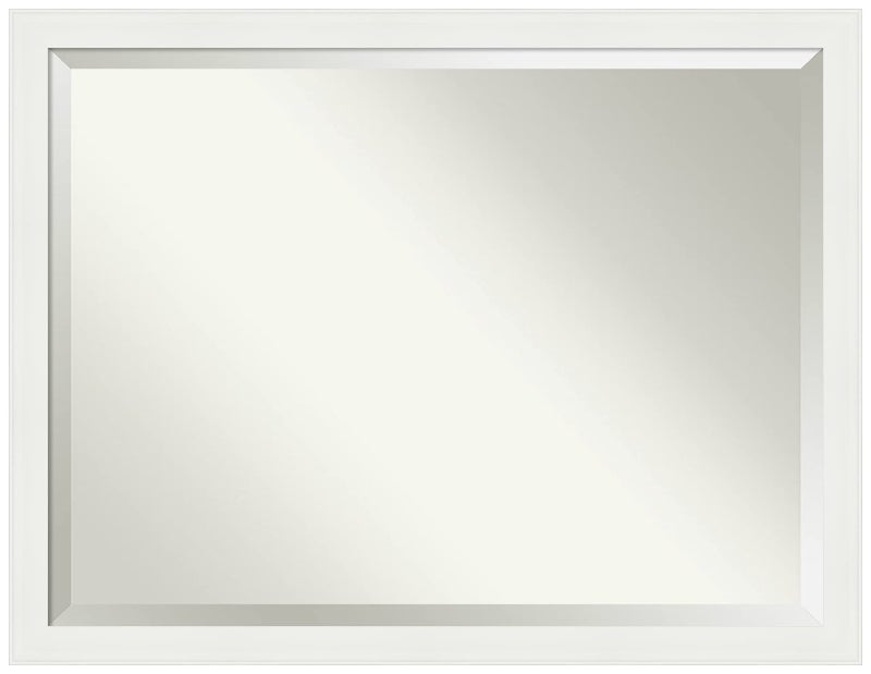 Amanti Art Amanti Art White Bathroom Mirror for Over Sink 34x44 Vanity White Narrow Rectangle Vanity Mirror XLarge Casual Frame Hangs Horizonally and Vertically Bathroom Wall Decor Beveled Edge 