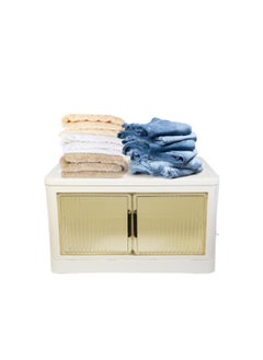 MERISH MERISH White Luxury 2Door Sideboard Buffet with Marble Top Modern Sideboard Cabinet in Gold 