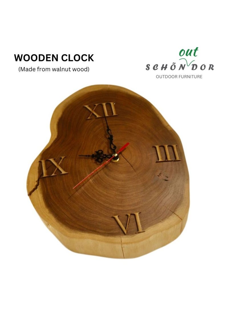 Schondor Furniture - Wooden Wall Clock | Small | Elegant Home Decor | Made From Walnut Wood - Image 1