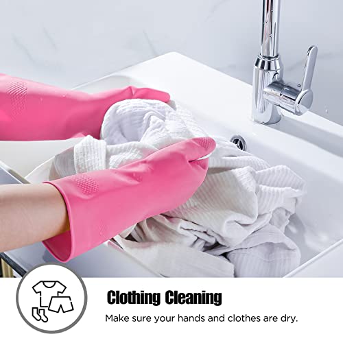 IUCGE Rubber gloves dishwashing 2 Pairs for Kitchen,Cleaning gloves for household Reuseable.(Medium,Blue+Pink) - Image 4