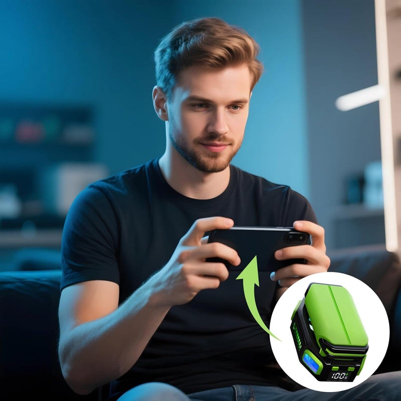 مبرد للهاتف مع شاشة LED، تبريد بواسطة أشباه الموصلات، قابل للشحن من نوع Type-C، يعمل بطاقتين، متوافق مع أنشطة الألعاب والبث المباشر. - Image 3