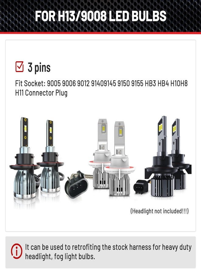 RED WOLF 9008 H13 Headlights Wiring Harness Socket Male & Female Adapter Connector for H13LL Lamps Bulbs Replace Headlamp Fog Light for Truck Pickup LED Wire Cable Plug 2 Pair - Image 3