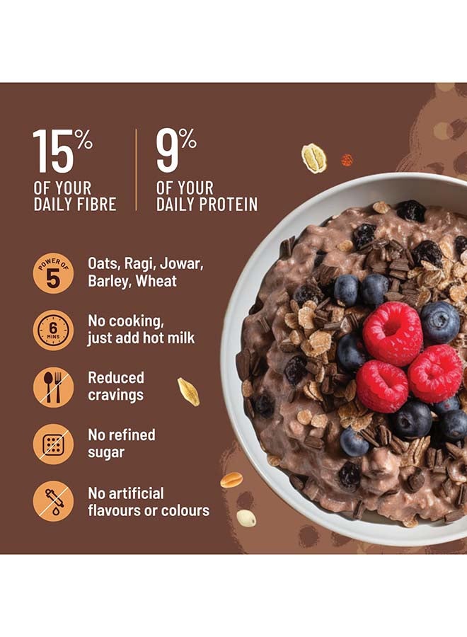 MIELLE ملي بروتين عالي الشوكولاتة الشوفان مع الفواكه والمكسرات | قوة 5 حبوب - الشوفان، الراغي، الجوار، الشعير، القمح | بذور الكتان، اللوز، الزبيب | حبوب إفطار صحية عالية الألياف | 400غ - Image 3